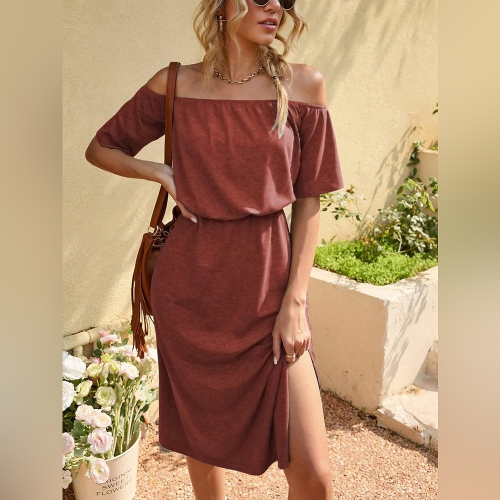 Women's Dress Solid Off Shoulder Split Thigh Dress Dresses